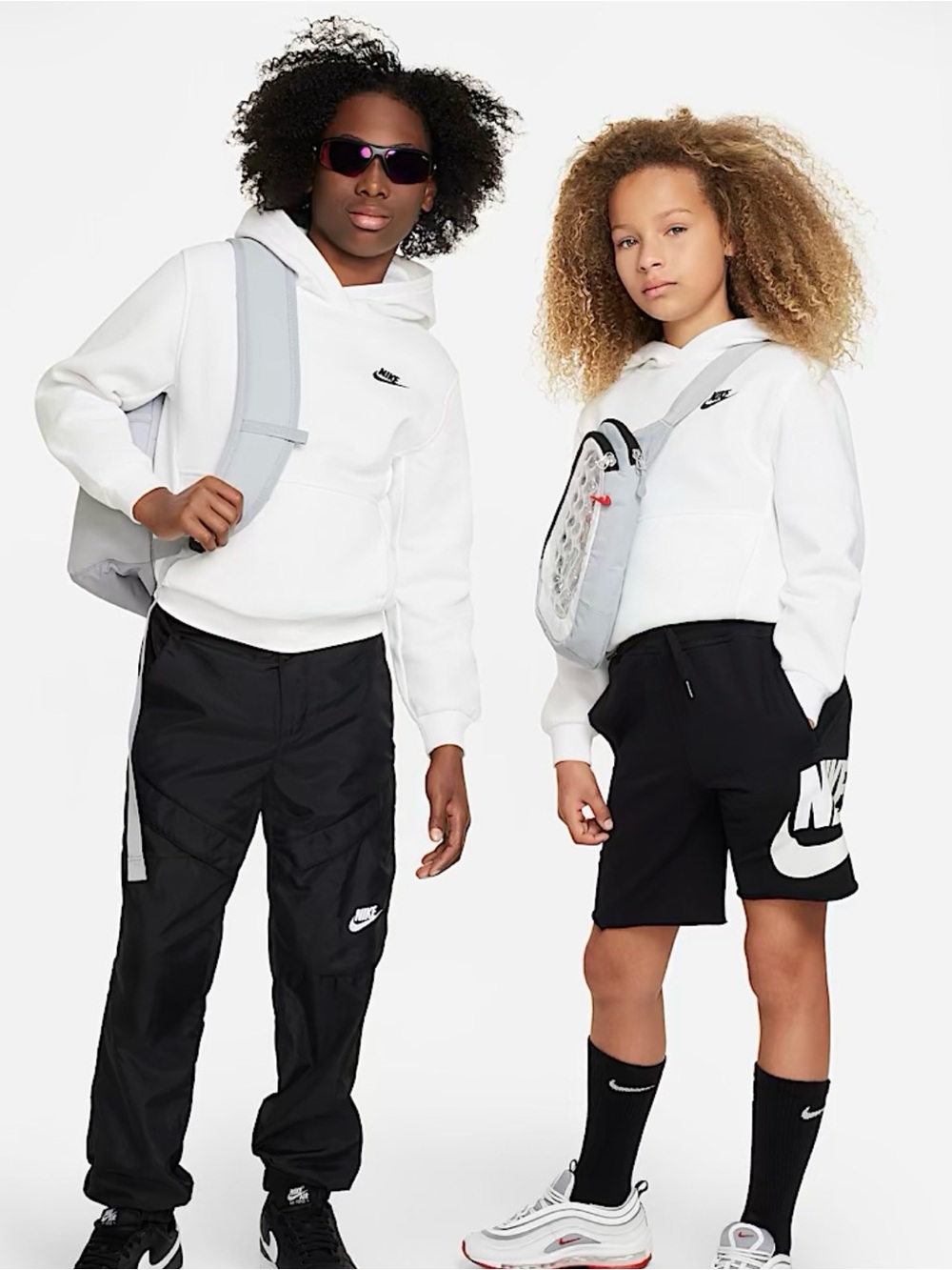 Nike Sportswear Club Fleece Pullover Hoodie Boys Large White